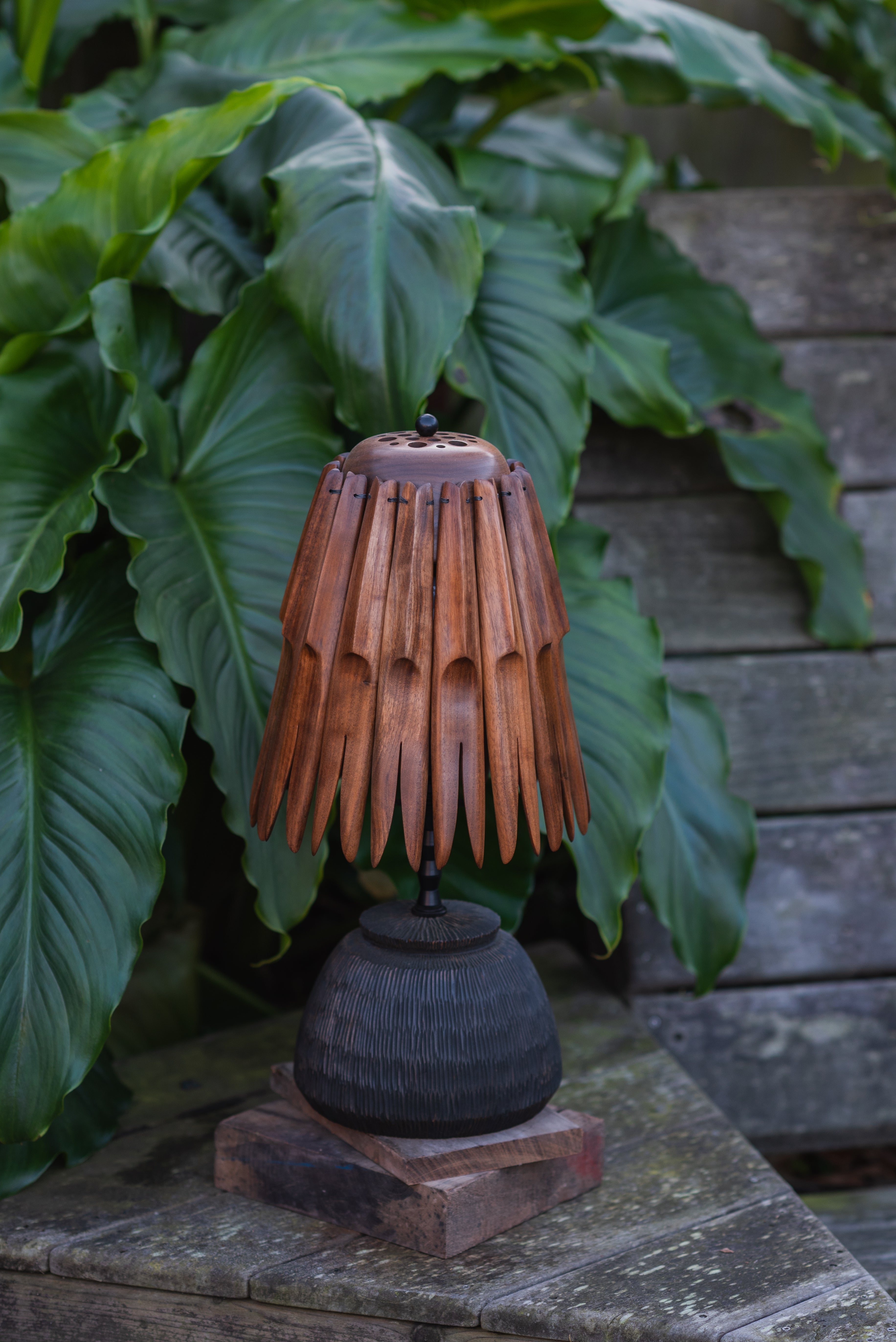 Rugosa Maple & Walnut Table Lamp - Hennessy Lampworks