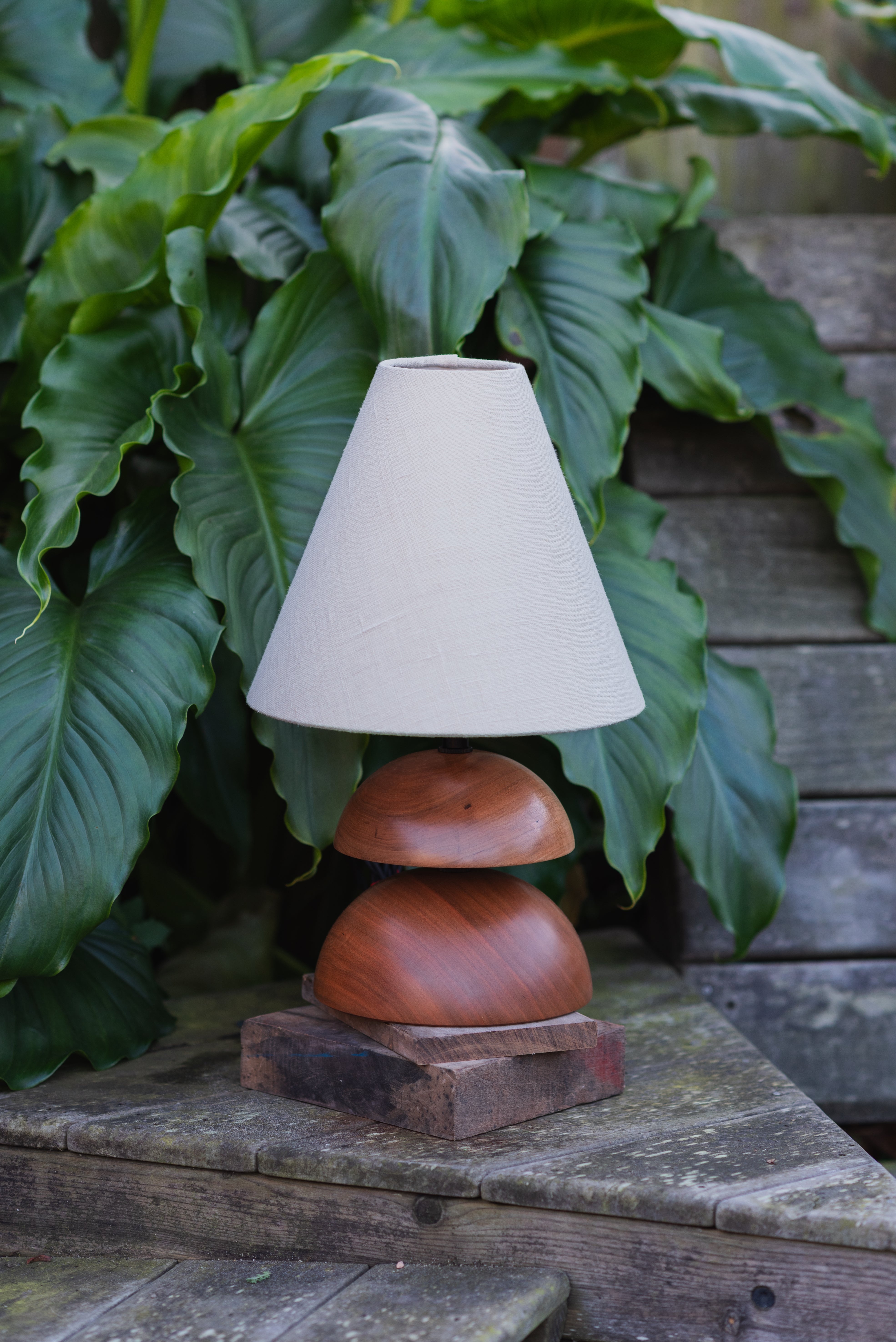 Medium Cherry Table Lamp with Natural Empire Shade