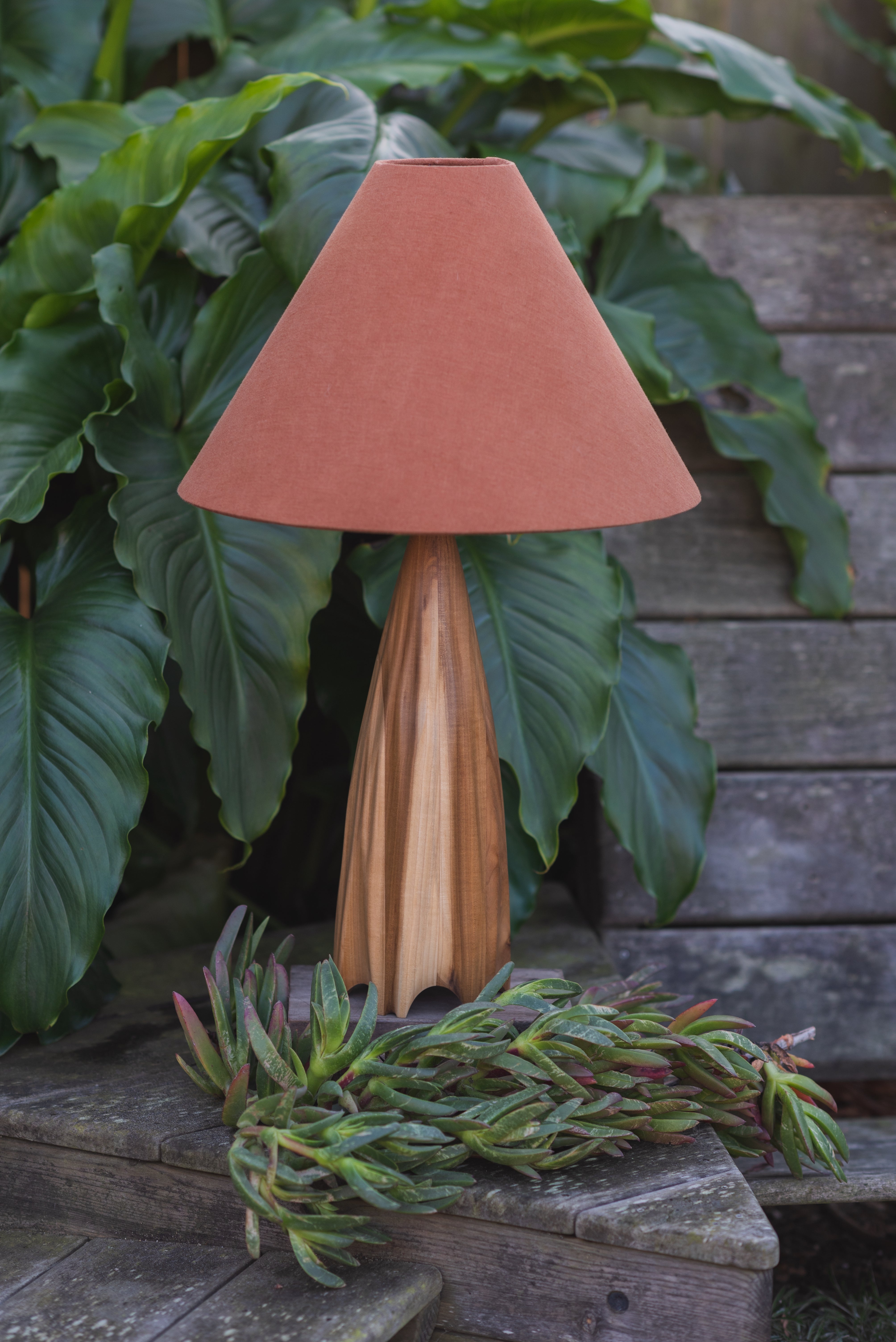 Large Poplar Table Lamp with Terracotta Empire Shade