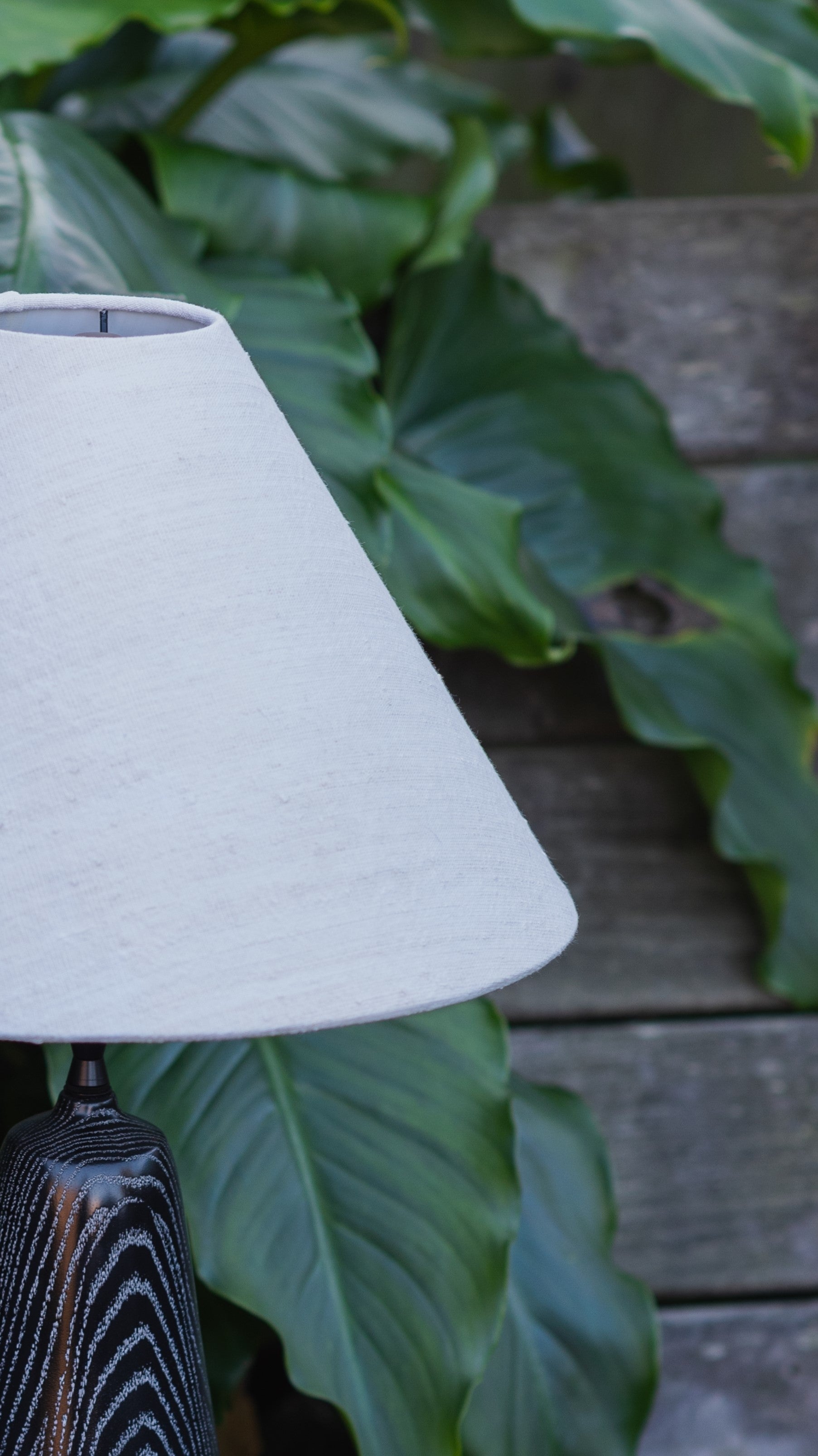 Large Oak Table Lamp with Natural Empire Shade