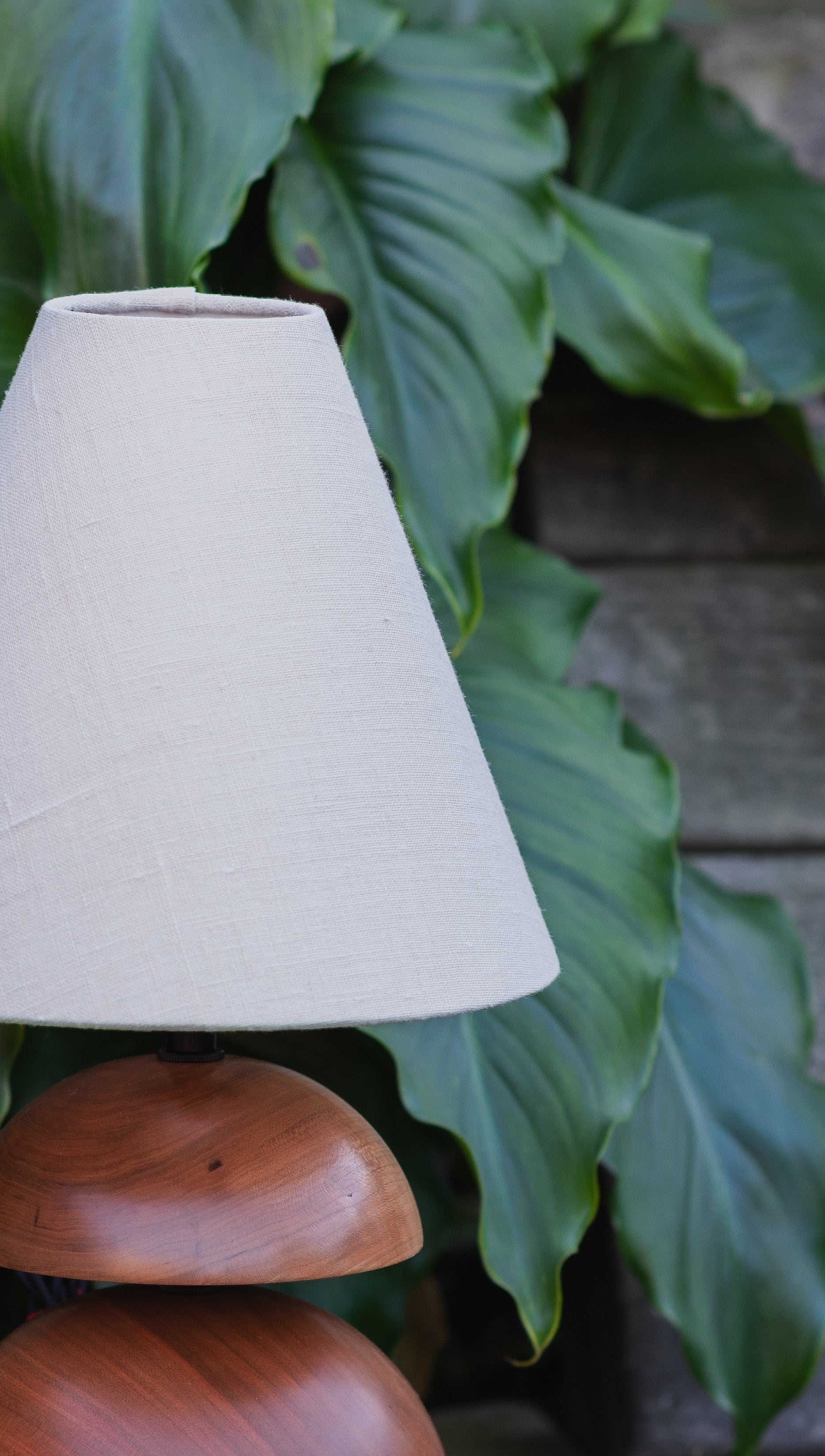 Medium Cherry Table Lamp with Natural Empire Shade