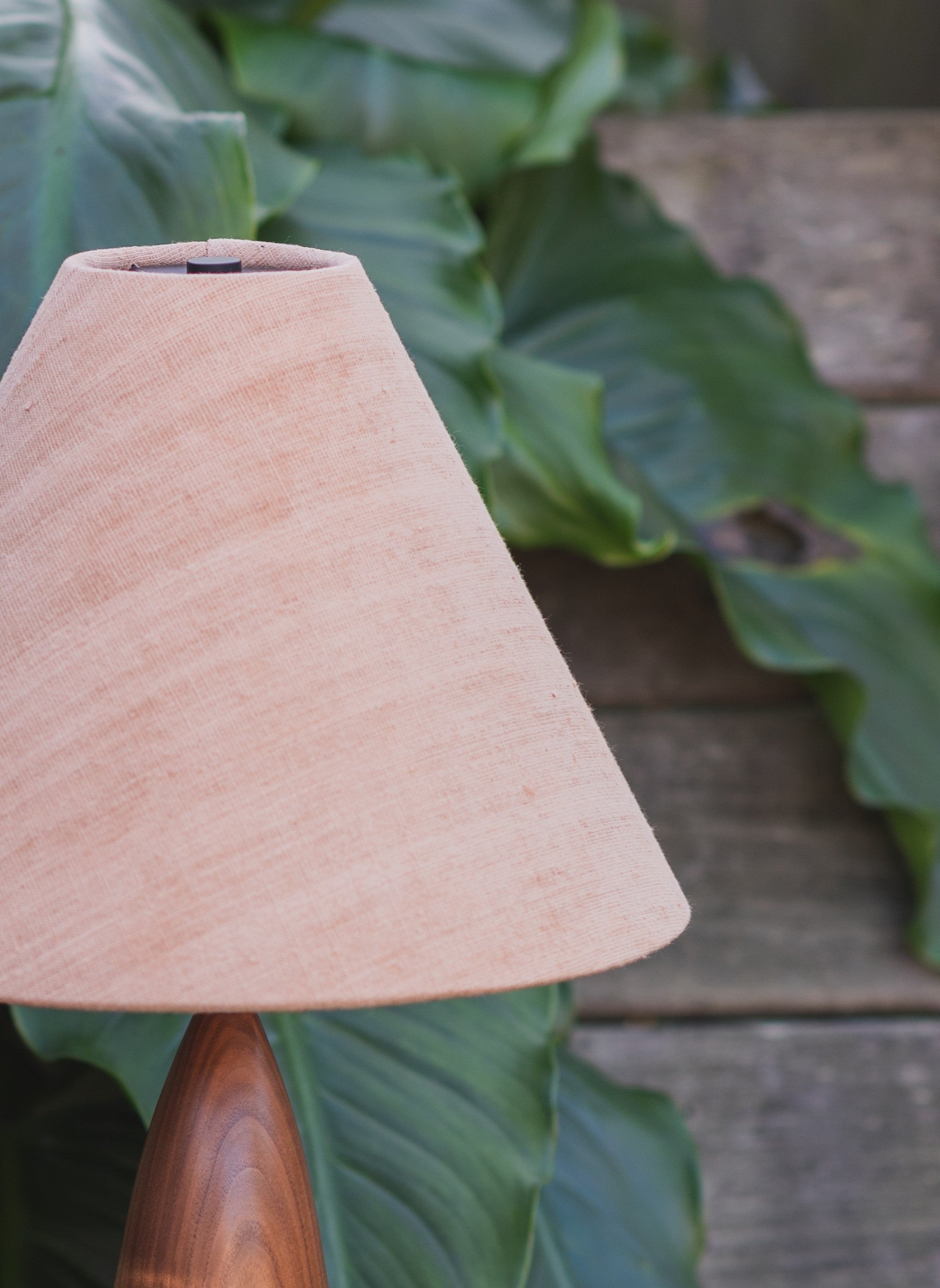 Medium Walnut Table Lamp with Peach Empire Shade