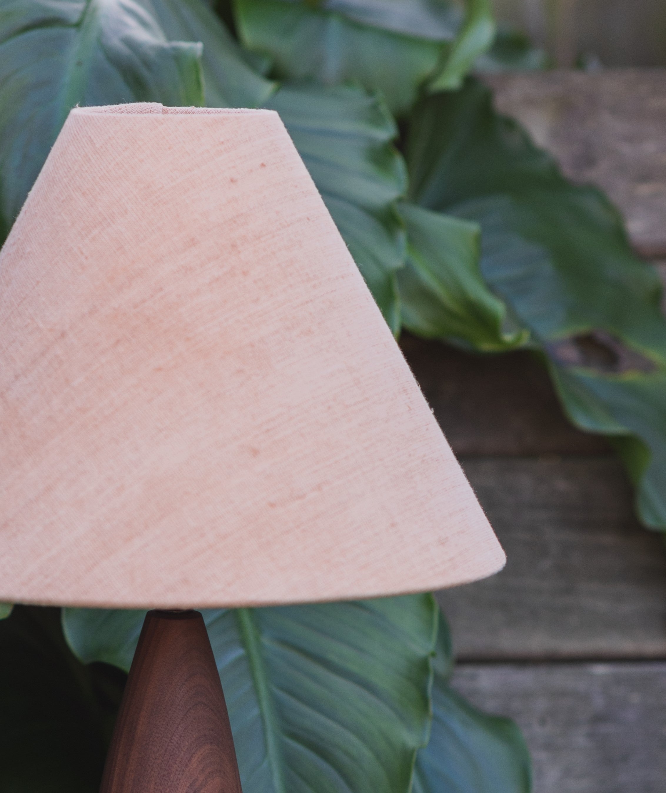 Medium Walnut Lamp with Peach Empire Shade